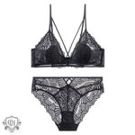 Criss Cross Lace Bra Set - S / Black - Clothing