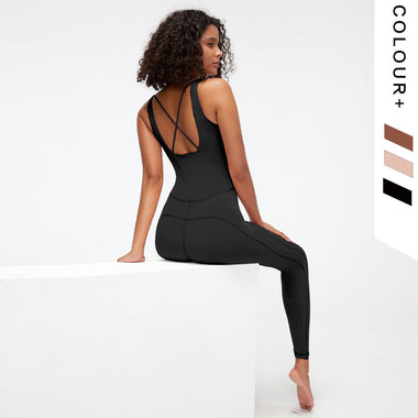 Crisscross Backless Yoga Jumpsuit - QH Clothing