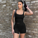 Cropped Slim Vest & Shorts Set - Clothing