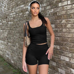 Cropped Slim Vest & Shorts Set - Clothing