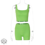 Cropped Slim Vest & Shorts Set - Clothing