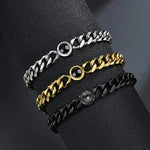 Simple and elegant Cuban chain with round projection bracelet -  QH Clothing