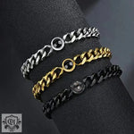 Simple and elegant Cuban chain with round projection bracelet -  QH Clothing