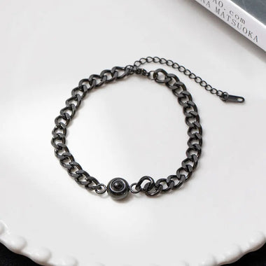 Simple and elegant Cuban chain with round projection bracelet -  QH Clothing