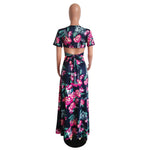 Cut Out Floral Top & Open Leg Skirt - Clothing