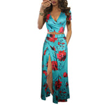 Cut Out Floral Top & Open Leg Skirt - S / Green-Bottomed Safflower - Clothing