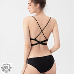 Cutout Back Wireless Bra Set - Clothing