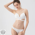 Cutout Back Wireless Bra Set - S / White - Clothing