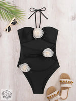 Floral Boho Cutout One Piece Swimsuit - QH Clothing