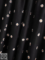 Black Polka Midi Dress with Puff Sleeves - QH Clothing