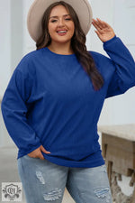 Dark Blue Ribbed Corduroy Oversized Sweatshirt - Tops/Sweatshirts & Hoodies