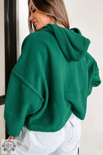 Dark Green Sherpa Fleece Drop Shoulder Hoodie - Tops/Sweatshirts & Hoodies