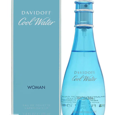 Davidoff Cool Water Woman Eau de Toilette 100ml in light blue bottle and box