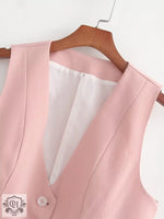 Deep V Plunge Buttoned Vest - Clothing