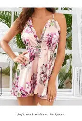 Deep V Plunge Satin Nightdress - QH Clothing