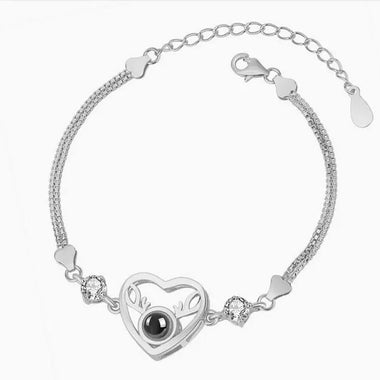 Exquisite and noble love heart with deer-shaped projection bracelet -  QH Clothing