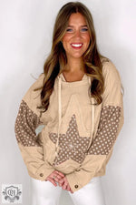 Delicacy Floral Patchwork Star Pattern Drawstring Hoodie - Tops/Sweatshirts & Hoodies