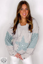 Delicacy Floral Patchwork Star Pattern Drawstring Hoodie - Tops/Sweatshirts & Hoodies