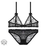 Delicate Lace Bra Set - S / Black - Clothing