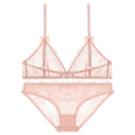 Delicate Lace Bra Set - S / Pink - Clothing