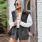 Denim Button-Up Waistcoat - S / Gray Hooded Removable - Clothing