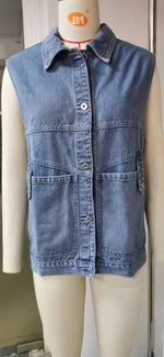 Denim Loose Waistcoat Vest - Clothing