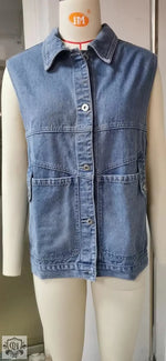 Denim Loose Waistcoat Vest - Clothing