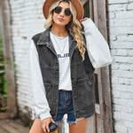 Denim Loose Waistcoat Vest - Clothing