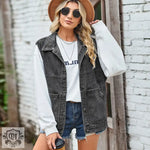 Denim Loose Waistcoat Vest - Clothing