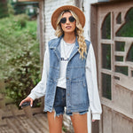 Denim Loose Waistcoat Vest - Clothing