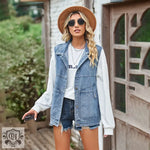 Denim Loose Waistcoat Vest - Clothing