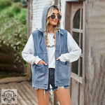 Denim Loose Waistcoat Vest - S / Blue Hooded Detachable - Clothing