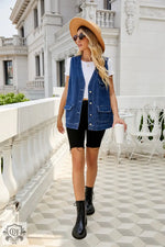 Denim Multi Pocket Vest - Clothing