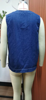 Denim Multi Pocket Vest - Clothing