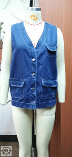 Denim Multi Pocket Vest - Clothing