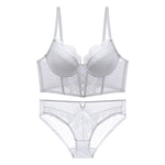 Detailed Corset Bra Set - S / White - Clothing