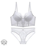 Detailed Corset Bra Set - S / White - Clothing