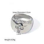 18k gold fashionable personalized cross diamond design versatile ring - QH Clothing