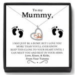 Elegant Diamond Heart and Little Feet Pendant Necklace for Mom -  QH Clothing