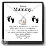 Elegant Diamond Heart and Little Feet Pendant Necklace for Mom -  QH Clothing