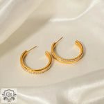 Exquisite Diamond-Studded Double Layer Hoop Earrings in 18K Gold -  QH Clothing