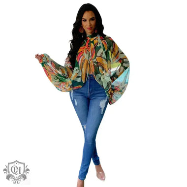 Casual round Neck Loose Long Sleeves Top Digital Printed Women - Quality Home Clothing| Beauty