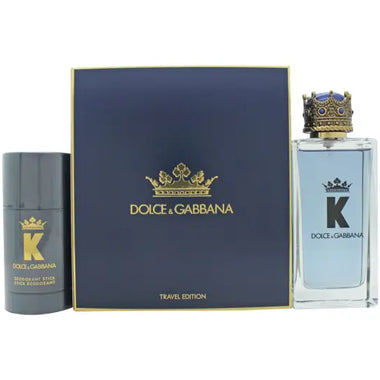 Dolce & Gabbana K Presentset featuring 100ml EDT and 75g Deodorant Stick in navy blue packaging