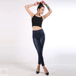 Autumn Women Imitation Denim Leggings Cotton Side Dot High Waist Ankle-Length Pants - Quality Home Clothing| Beauty