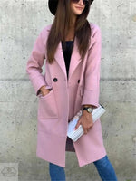 Autumn Winter Long Sleeve Pocket Decoration Solid Color Woolen Coat - Quality Home Clothing| Beauty