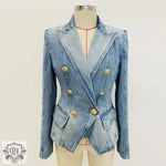 Slim Lion Button Denim Blazer - QH Clothing