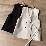 Double-Breasted Sleeveless Vest - Clothing