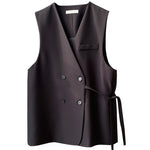 Double-Breasted Sleeveless Vest - Clothing