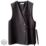 Double-Breasted Sleeveless Vest - Clothing