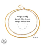 Exquisite 18K Gold Double Layer Diamond Snake Chain Necklace -  QH Clothing